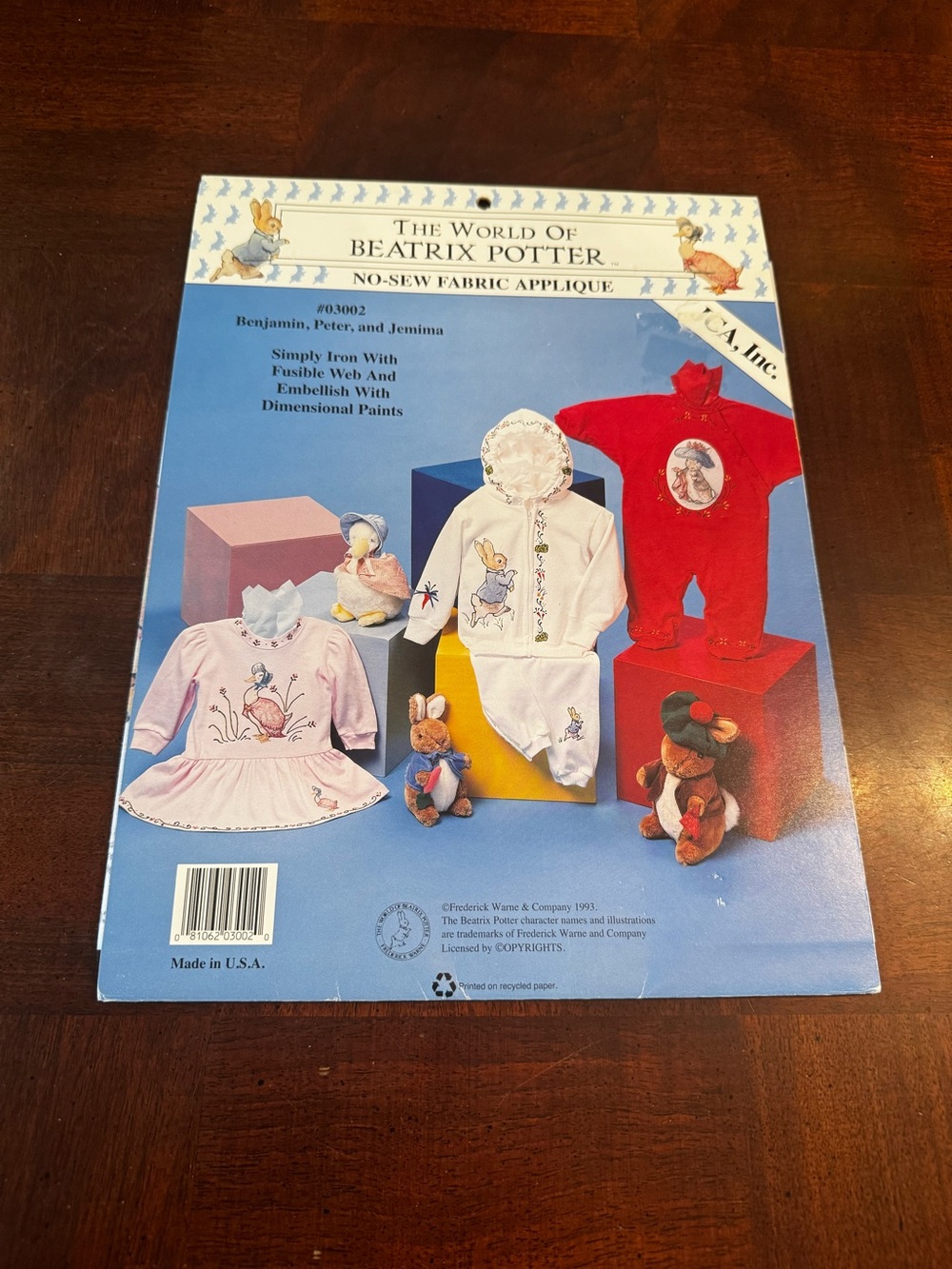 The World of Beatrix Potter No Sew Fabric Applique Benjamin Peter Rabbit